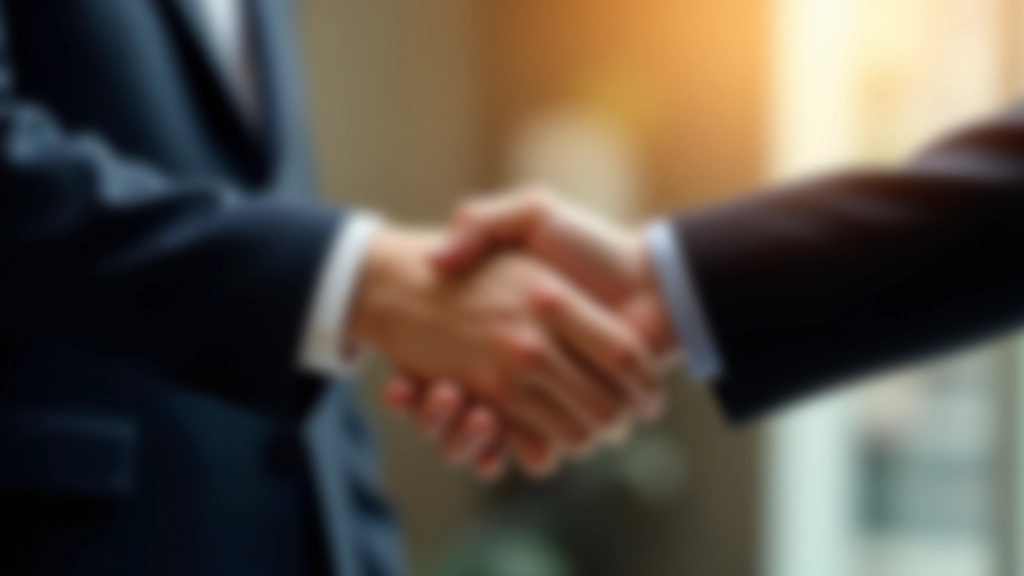 Mãos de duas pessoas num handshake profissional, representando parceria e colaboração