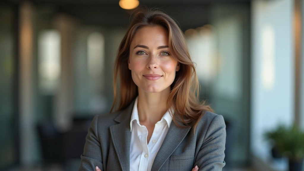 Mulher num ambiente de trabalho moderno, refletindo e a pensar na sua narrativa pessoal